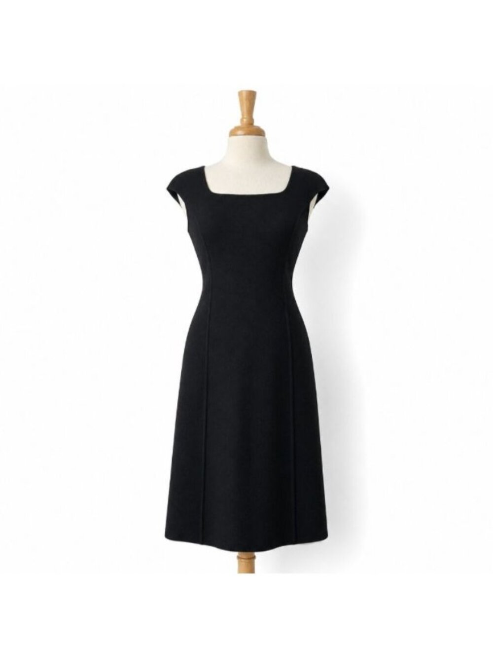 Barneys New York Black Virgin Wool Dress 44 US 10 Made Italy Sheath Midi Luxury